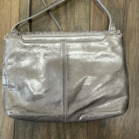 HOBO Envelope Crossbody Embossed Leather Bag Gray EUC - Picture 5 of 14